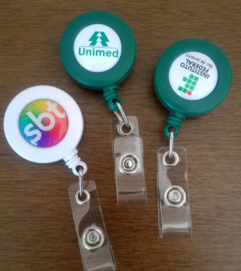 Porta Crachá Retrátil Roller Clip Personalizado